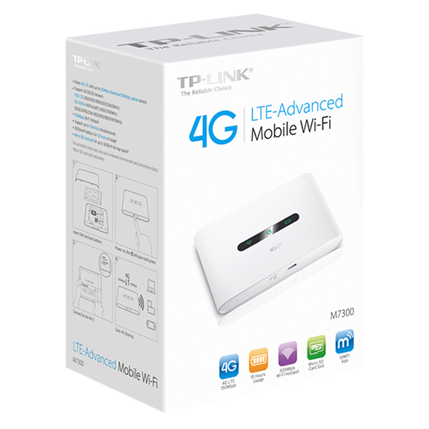 Thiết Bị Phát Wifi Di Động 4G LTE-Advanced  TP-Link M7300 Băng Tầng Kép - Hàng Chính Hãng